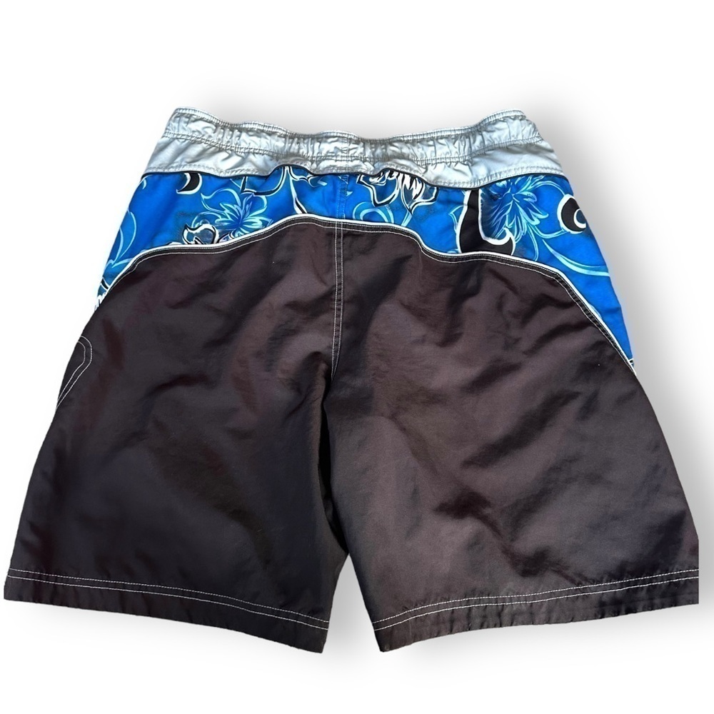 Men’s Speedo Swim trunks size large blue black floral Hawaiian print pockets﻿﻿﻿﻿ - Picture 2 of 5